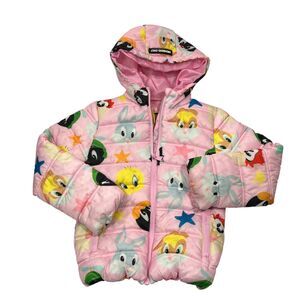 Members Only girls' Looney Tunes pink puffer jacket Size 7/8